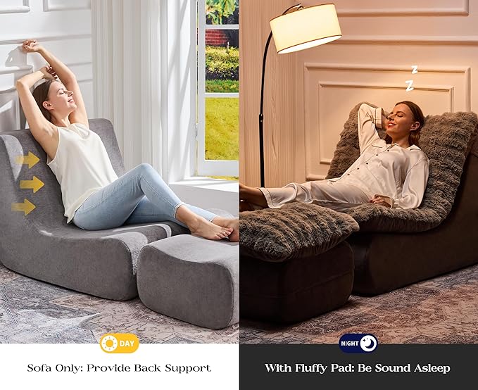 Hobestluk Sofa Couch Foam Sofa for Small Spaces Comfy Sofas with footrest Couch Recliner Small Sofas for Living Room Bedroom Apartment (Grey)