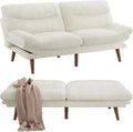 Pipishell Futon Sofa Bed Modern 66 Futon Couch Convertible to Bed &amp Lounger Compact Size Corduroy Loveseat Durable Construction - Fits Small Spaces ApartmentsStudy Room (Beige White 66 Inc