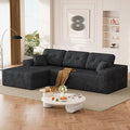 Ball &amp Cast 106 Boneless Sectional Sofa Corduroy Modular L Shaped Couch with Deep Seat Chaise Cloud Style Oversized Sofa for Living Room No Assembly Left Facing Grey