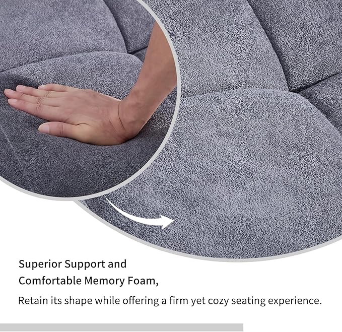 Modern Loveseat SofaBoneless Couch in a Box with Tufted DesignNo Assembly RequiredHigh-Resiliency Memory FoamSmall Sofa for Small SpacesLiving RoomBedroomGrey