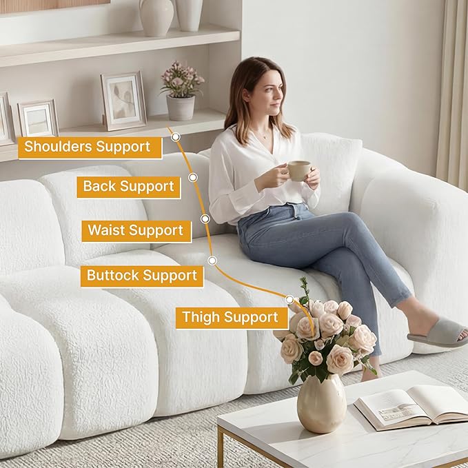 84 Boneless Couch No Assembly Required Loveseat Sofa Modern Deep Seat Cloud Couch Modern Compressed Sofa Oversized Upholstered 3-Seater for Living Room Bedroom