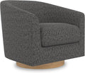Swivel Accent Chair Upholstered Modern Barrel-Curved Arm Chair Velvet Fabric Comfty Sofa Reading Chair with Solid Wood Base for Living Room Bedroom Club Pebble Grey