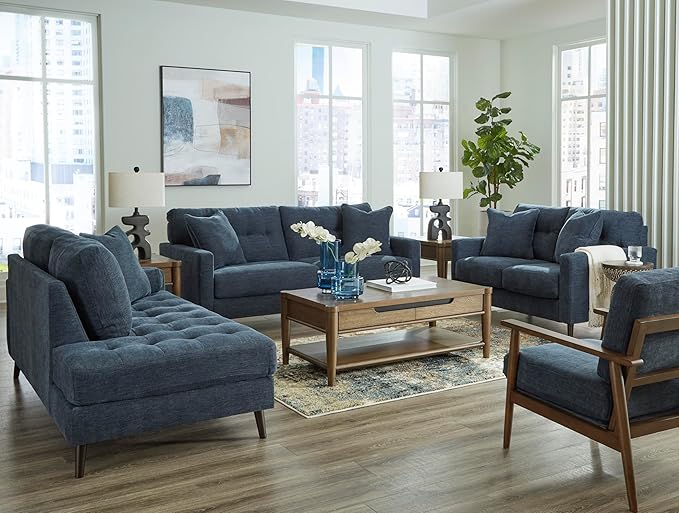 Signature Design by Ashley Bixler Classic Tufted Sofa with Removable Cushions Blue