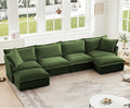 Aoowow Oversized Modular Sectional Sofa156.6” U-shaped Comfy 4-Seat Sofa Couch with Movable Ottoman Upholstered Deep Seat Couches with Big Toss Pillows for Living Room Apartment OfficeGreen-Chenille