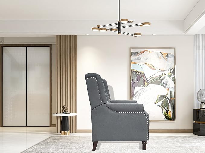 Redde Boo Classic Dark Gray Waterproof Fabric Living Room Pull Button Sofa High Back Manual Recliner Chair Cinema Home Theatre Cozy Recliner Sofa