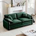 81 in Corduroy Loveseat Sofa Couch 2 Seat Large Extra Deep Love Seat Sofa with 4 Pillows Modern Upholstered Comfy Couches Modular Sofa for Living Room Bedroom Office Apartment Green