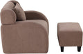 Swivel Accent Chair with Ottoman Teddy Short Plush Particle Velvet Armchair360 Degree Swivel Barrel Chair with Footstool for Living Room Hotel Bedroom Office Lounge