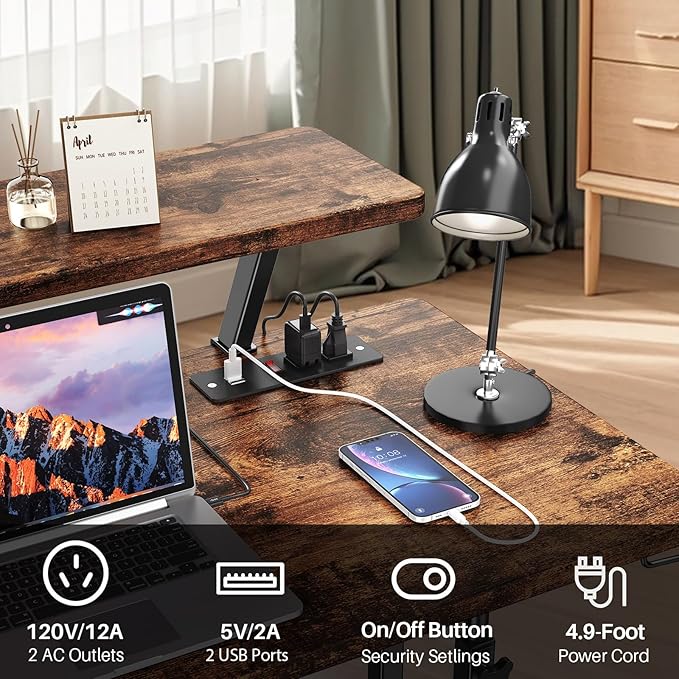 Adjustable Height Standing Desk with Power Outlets Rolling Stand Up Desk with Monitor Stand and Storage Shelves 31.5 Small Mobile Computer Desk Portable Laptop Table (Retro Brown)