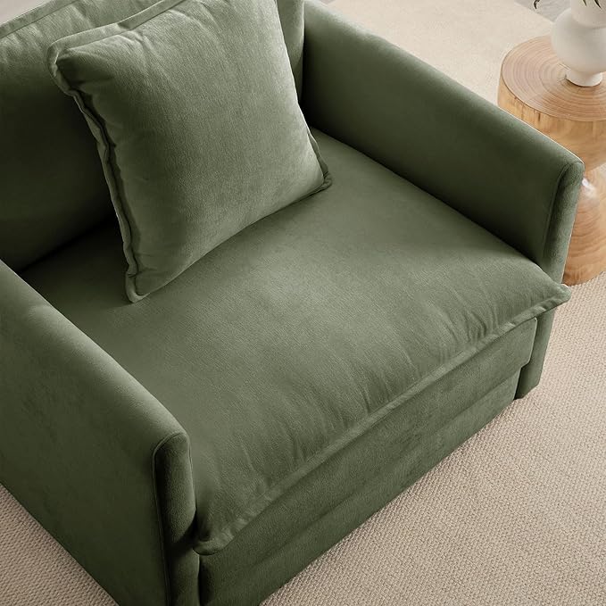 Chenille Oversized Accent Chair - 39”W Big Comfy Reading Chair Modular Cloud Chair Cozy Armchair for Living Room Bedroom Kids Room Family Room Reading Nook Sage Green
