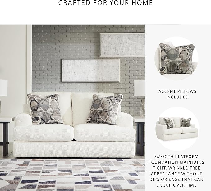 Signature Design by Ashley Karinne Coastal Loveseat with Non-skid Legs White