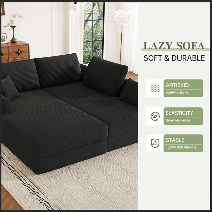 106” Modular Sectional Sofa Cloud Sectional Couch with Deep Seat Modern Modular L-Shape Sofa Couch with ChaiseUpholstered Boneless Couches for Living Room Bedroom No Assembly Required