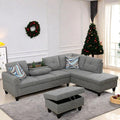 FONTOI L Shaped Sectional Couch with Otttoman 97 Sectional Sofa for Living Room Flannel Modular Couches with Cup Holders for Bedroom Apartments Grey