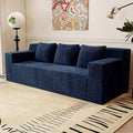 71 Small Boneless Couch Corduroy 3 Seater Couch for Living Room with 3 Pillows &amp Armrests Deep Seat Sofa for Small Spaces Apartment﻿ (Antique Blue) | Small Boneless Couch