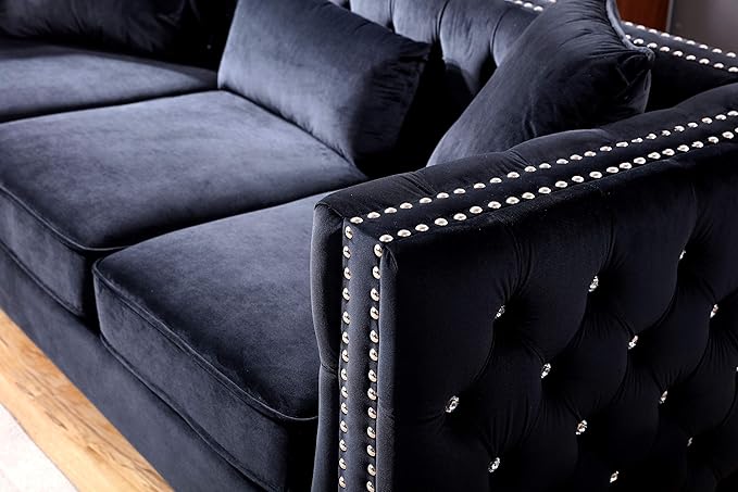 Glory Furniture Paige Sofa Black. Living Room Furniture 30 H x 86 W x 34 D