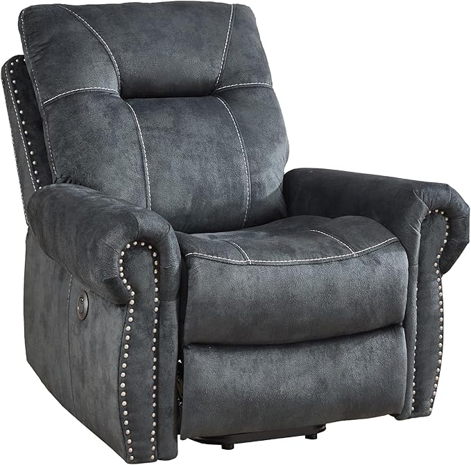 CANMOV Power Lift Recliner Chair with Massage and Heat Soft Fabric Massage Recliner for Elderly Overstuffed Single Reclining Sofa Vintage Rivet Mid-Century Design for Living Room Grey