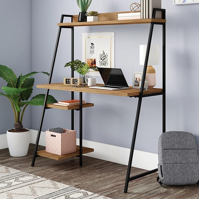 Sauder North Avenue Modern Computer Desk with Hutch for Office Sindoori Mango Finish