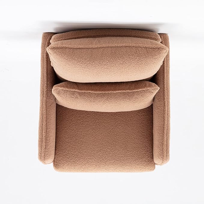 Modern Comfy Leisure Accent Chair Teddy Short Plush Particle Velvet Armchair with Lumbar Pillow for Living Room