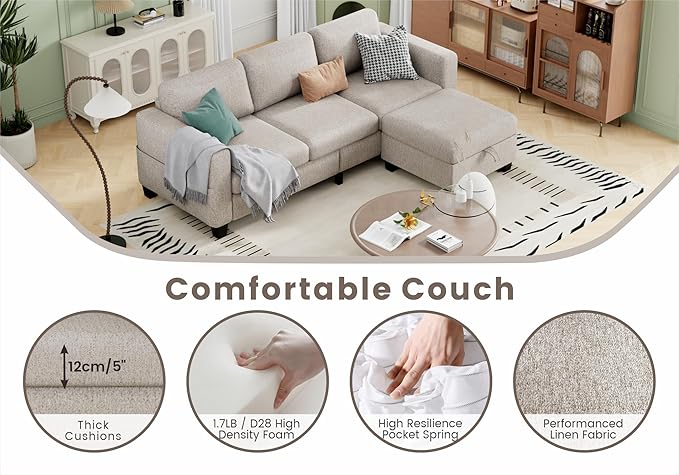 Sectional Couches for Living Room 78 3 Seater L Shaped Sofas