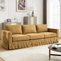 3 Seats Modular Sectional Sofa Couch 98 Modern Yellow Linen Fabric Cloud Couches with Skirts &amp Washable Cover Oversized Upholstered Accent Sofa Couch with Deep Seat &amp Pillow for Living Room