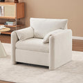 Chenille Oversized Armchair 34.8 Accent Chairs with Resilience Cushion Upholstered Reading Lounge Chair Comfy Single Sofa Chair for Living Room (White-with no Swivel)