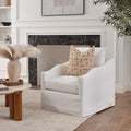 KINWELL 28 Wide Upholstered Down Fill Slipcovered Swivel Barrel Chair Modern Comfy Swivel Accent Chair with Pillow Back for Living Room Bedroom Fully Assembled (Pearl White)