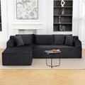 106” Cloud Modular Sectional Sofa with L-Shape Chaise and Deep Seat Corduroy Memory Foam Boneless Compressed Couch for Living Room No Assembly Required(Left Facing Chaise Dark Grey)