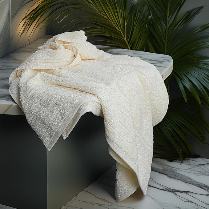 Tens Towels Pack of 2 Extra Large Bath Sheets 35 x 70 Inches 100% Cotton Larger &amp Lighter Weight Quicker to Dry Super Soft &amp Absorbent Oversized Bath Towels Cream