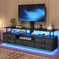BTHFST TV Stand with Mount for 32/55/65/70 inch TVs 51.2 LED TV Stand with Power Outlets &amp Storage Entertainment Center with Storage for Living Room Bedroom Black