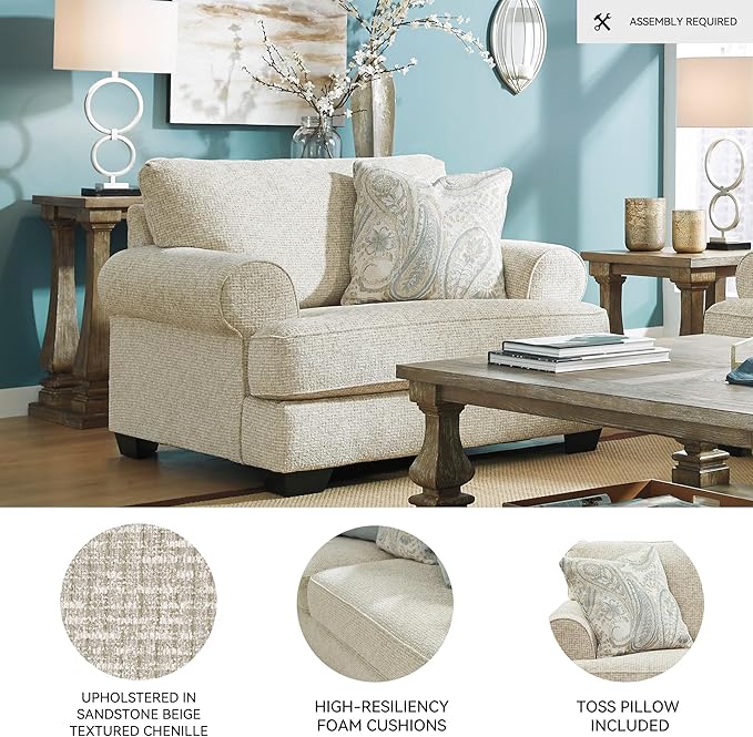 Signature Design by Ashley Monaghan Classic Upholstered Oversized Chair with Reversible Cushion Beige