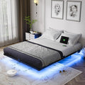 OLEVS Floating Bed Frame Queen Size with Smart LED Lights and Charging Station - Modern Metal Platform Bed Easy Assembly No Box Spring Needed