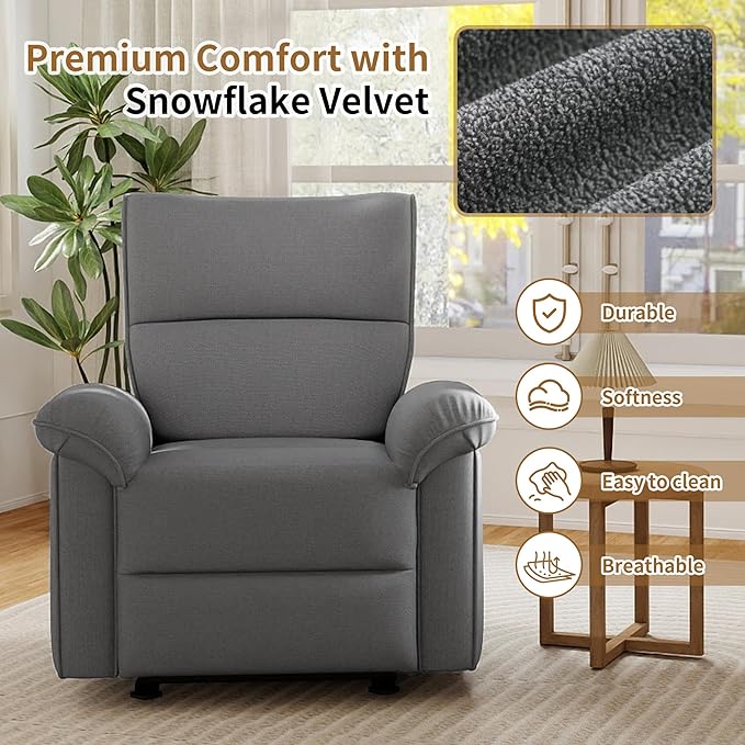Wall Hugger Power Recliner Chair Zero Wall Electric Recliner Chairs with USB Port Snowflake Velvet Space Saving Large Recliner for Living Room RV Home Theater