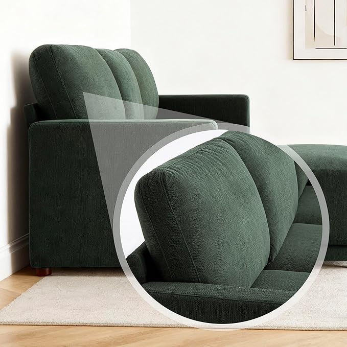 112 Modular Sectional Couches for Living Room U-Shaped Modern Sofa with Ottomans 5-Piece Chenille Sofa Set for Home Furniture Dark Green