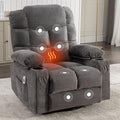 360 Swivel Massage Recliner Chair with 2 Cup Holders Heated &amp Massage Function Adjustable Backrest USB Port &amp 2 Side Pockets for Adults (Grey)