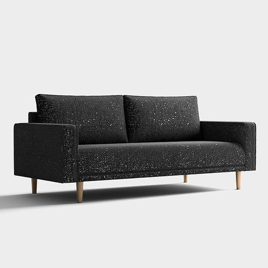Furniture of America Oriana Contemporary Boucle Sofa Couch with Back Pillows and Wooden Legs Comfy Fabric Upholstered 3 Seater Couch for Living Room Bedroom Home Office Black