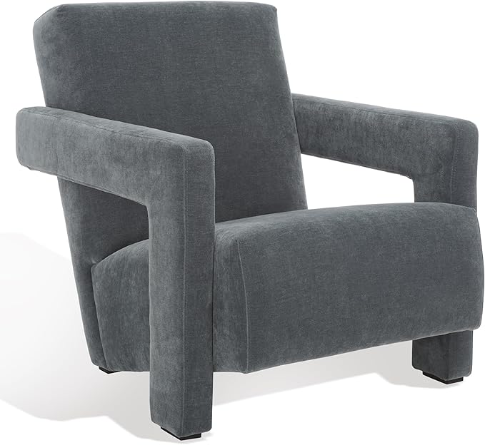 SAFAVIEH Couture Collection Taylor Modern Navy Velvet Upholstered Accent Chair (Fully Assembled)