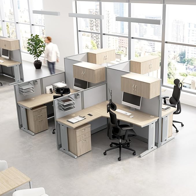Bush Business Furniture 3 Drawer Rolling File Cabinet Under Desk Storage Office in an Hour Collection Natural Elm