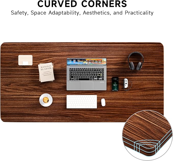 BIZUM Whole-Piece Particle Board Table Top Wood Countertop for Standing Desk DIY 55x28x1 Inch Walnut Desk Top