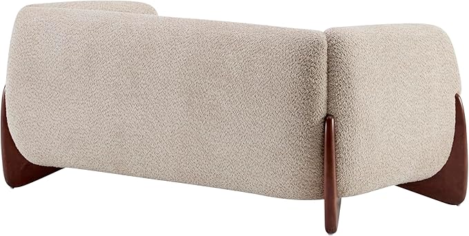 Christopher Knight Home Alma 63 Boucle Loveseat with Wood Legs 2 Seater Sofa Couches for Living Room Upholstered Couch Chair Soft Seating Lounge Sofa Chair Cozy Loveseat with Armrest Almond