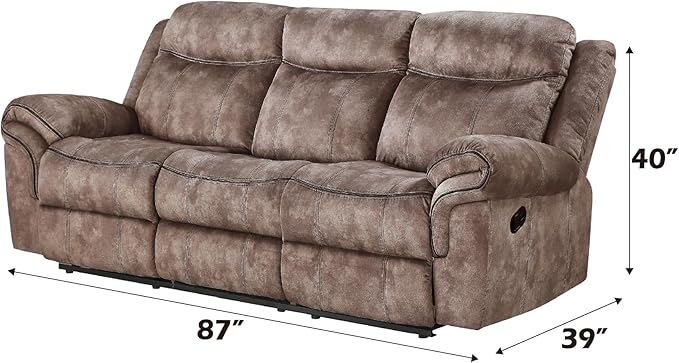 Acme Zubaida Velvet Motion Reclining Sofa with USB Dock in 2-Tone Chocolate