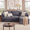 Tbfit Convertible L Shaped Couch Sectional Sofa for Living RoomChenille Cloud Couch with Ottoman 4 Seat (Grey)