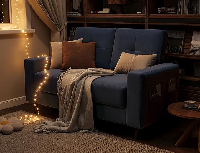 Txtin's Loveseat Sofa | 53 Love Seat | Small couches for Small Spaces | 2 Seater Mini Couch for Bedroom Apartment Office Living Room Blue