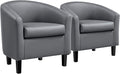 Yaheetech Barrel Chairs Faux Leather Chairs Modern Leather Club Chairs Comfy Gray Accent Chairs with Sturdy Wood Legs for Living Room/Bedroom/Reading Room/Waiting Room Gray Set of 2