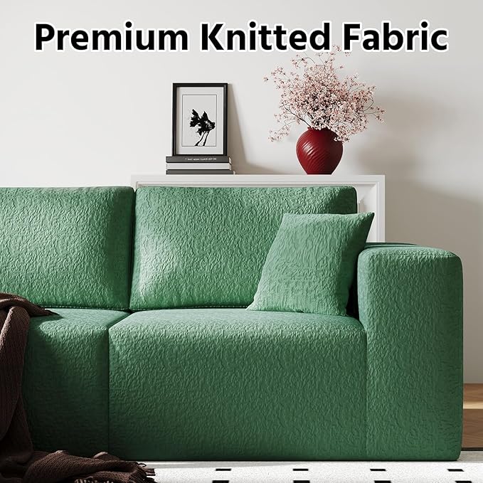 108 Cloud Modular Sectional Couch with L-Shape Chaise Modern Sectional Sofa with Deep Seat Couch Ultra Soft Knit Fabric Couches for Living Room No Assembly Required Left Facing Chaise (Green)