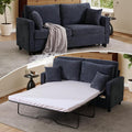 Full Size Pull Out Sofa Bed 3 in 1 Chenille Convertible Loveseat Sleeper Sofa Bed with Memory Form Mattress Pull Out Couch with Square Arms &amp Plillows for Living Room Bedroom Small Space(Grey)