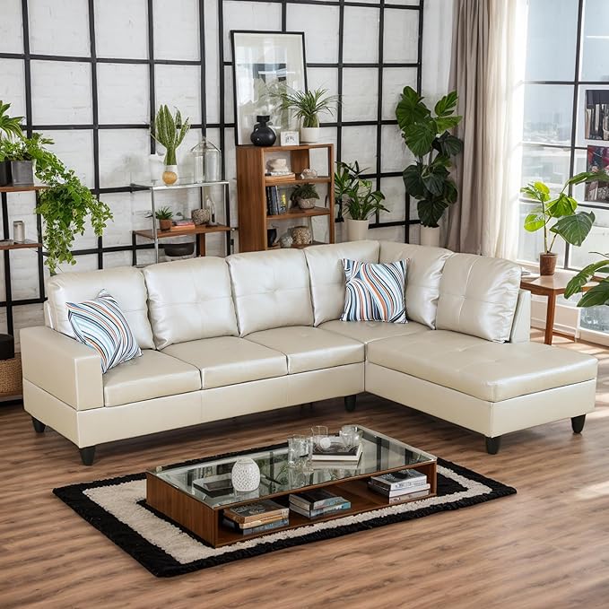 L-Shaped Combination Sofa Set Luxurious Synthetic Leather Living Room Sofa Suitable for Living Rooms Bedrooms Apartments and Offices