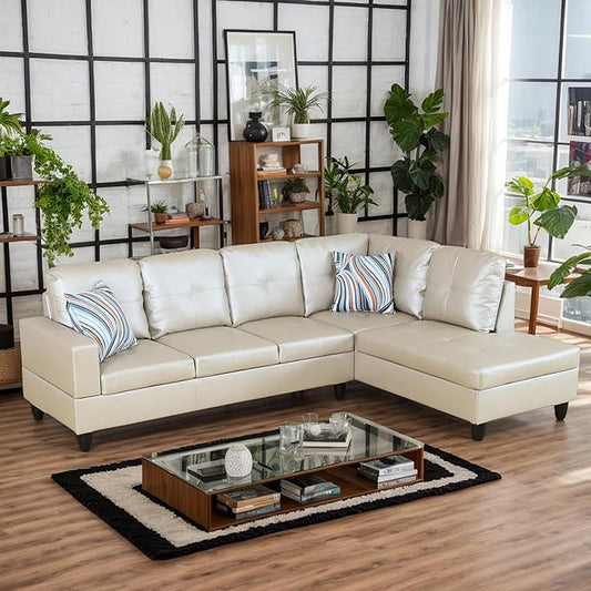 L-Shaped Combination Sofa Set Luxurious Synthetic Leather Living Room Sofa Suitable for Living Rooms Bedrooms Apartments and Offices