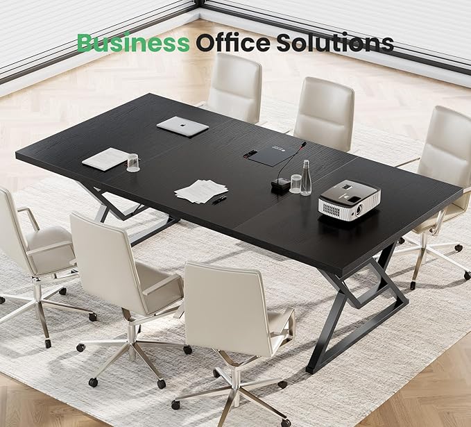 63 Large Executive Desk - Computer Office Desk Workstation Modern Business Writing Table with Sturdy Metal Legs for Home Office (Black/Black)
