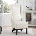 GDFStudio 23 Wide High Back Accent Chair Upholstered Wingback Chair Armless Design Modern Vintage High Back Chair with Soft Padded Seat and Wooden Legs for Living Room Bedroom White+PU