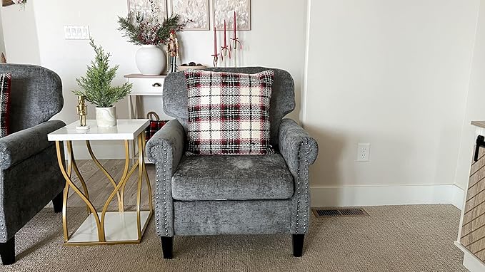Sophia &amp William Modern Living Room Chair Upholstered Accent Chair with Wood Legs Comfy Linen Fabric ArmchairGrey1PC