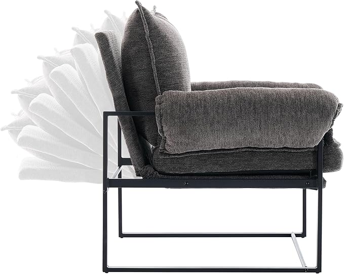 YITAI Modern Fabric Accent Chair with Adjustable Backrest for Living Room Comfy Reclining Chair for Lounge for Reading Upholstered Chair with Metal Legs1PC（Gray